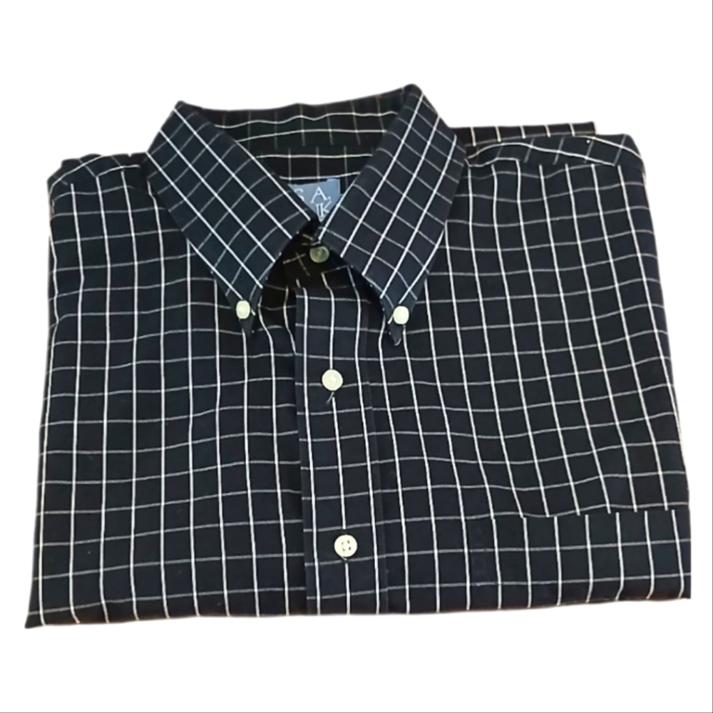 Jos. A. Bank Black and White Casual Button Down Stay Cool Size L